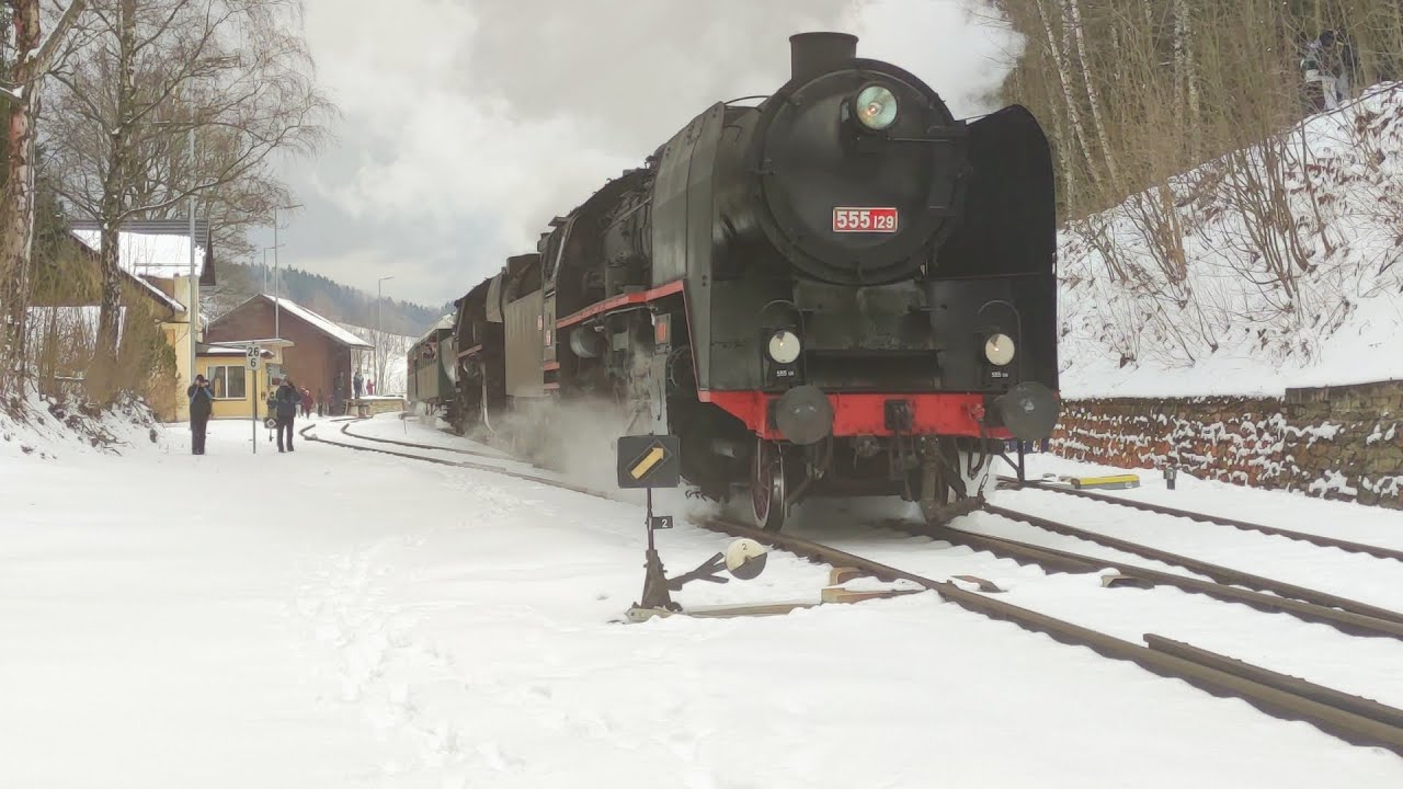 Parní lokomotivy Němky 555.129 a 555.0153 na Slezský Semmering do Jeseníků 21.2.2026