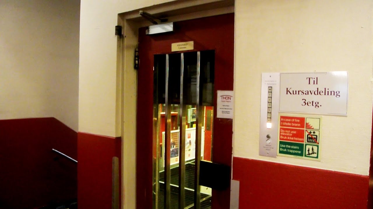 Original 1970s Thorvald Sætre (Stahl) traction elevator @ Thon Hotel**** Høyers, Skien, Norway
