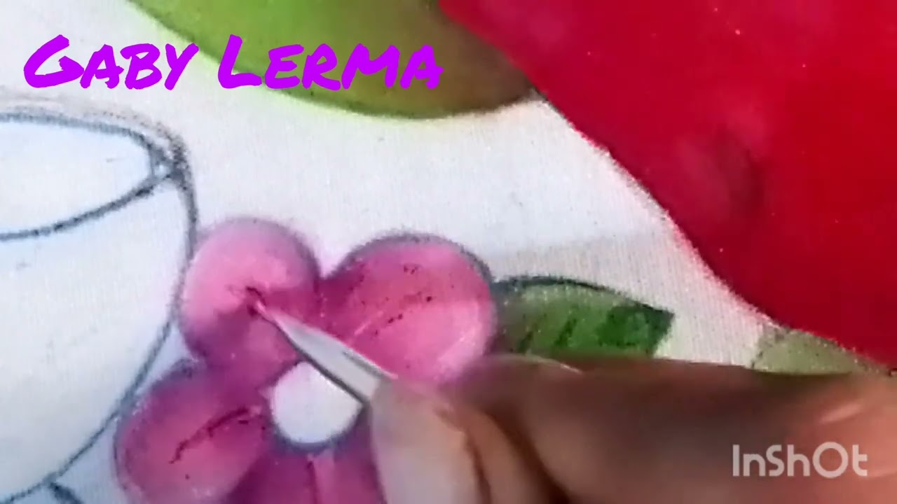 Pintura en tela. .. .  Tetera Fresa parte 4