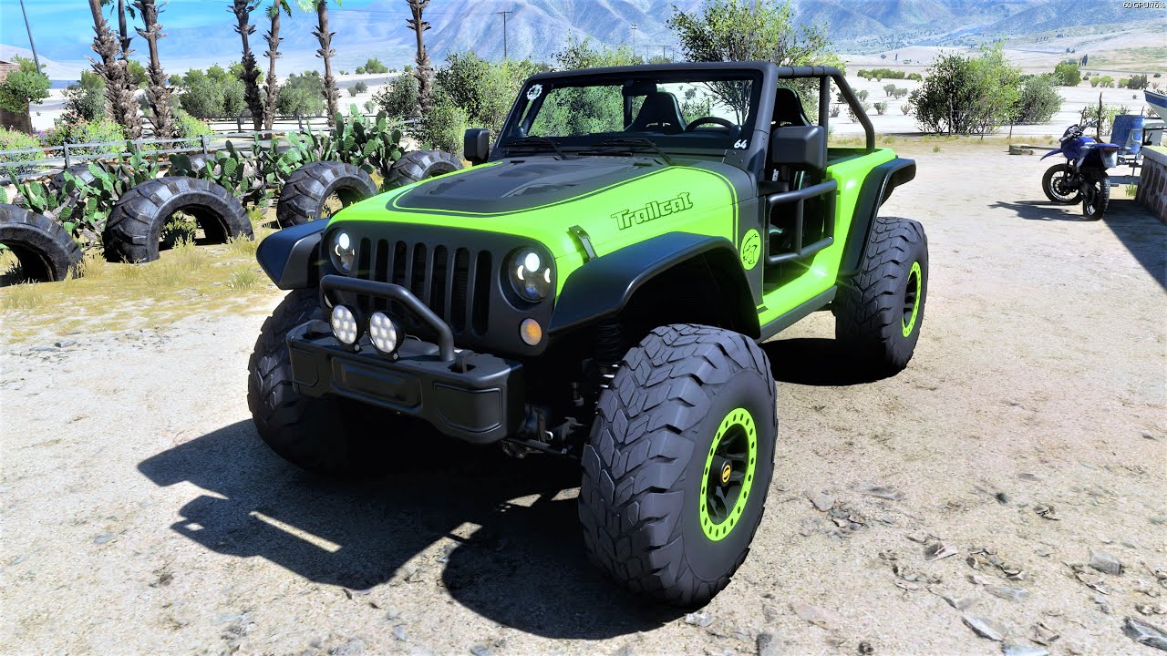 Forza Horizon 5 . Jeep Trailcat 2016 . Car Show Speed Jump Crash Test Drive . 4K 60fps.