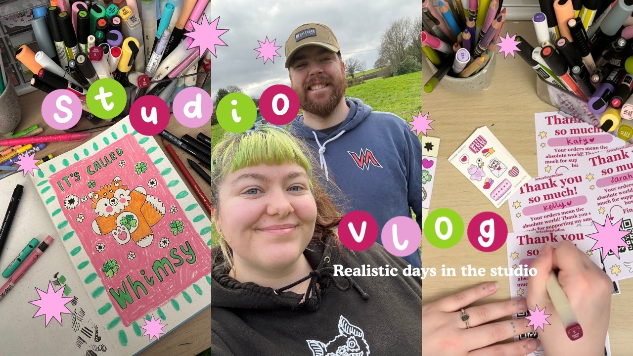 A few ✨REALISTIC ✨days in the studio✨ packing orders, drawing 🌱 STUDIO VLOG