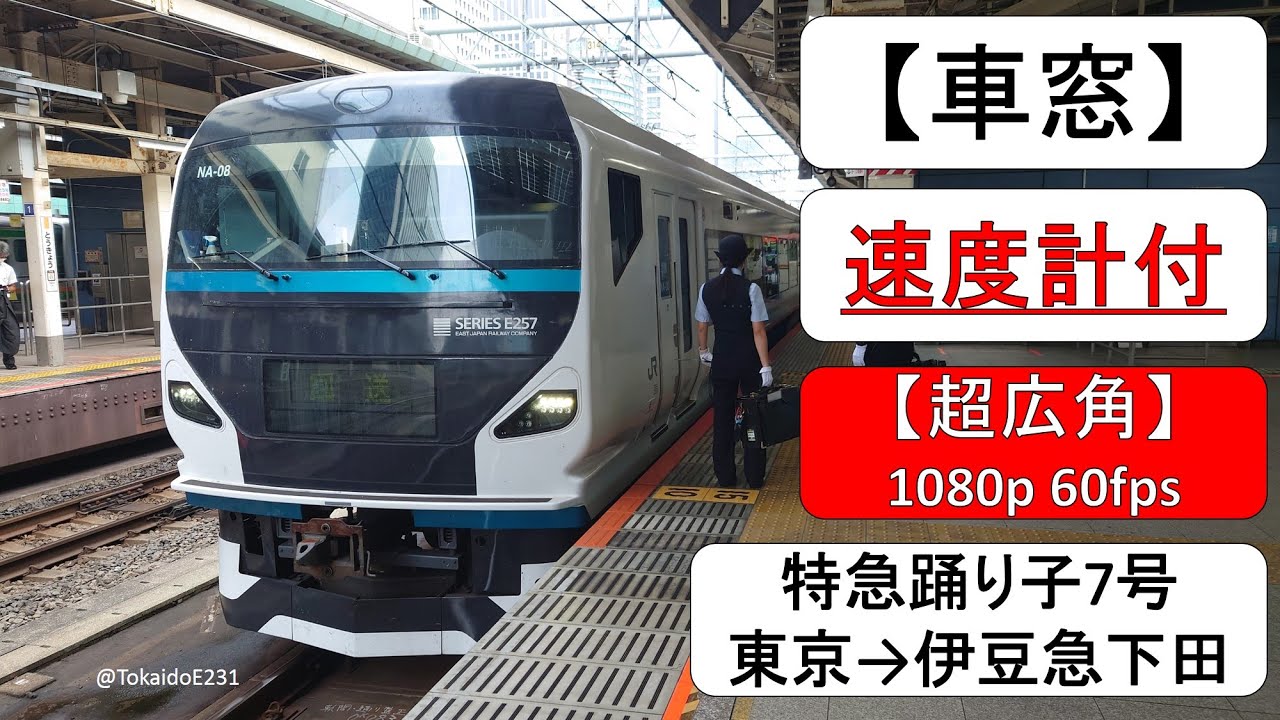 【速度計付き車窓】特急踊り子7号 東京→伊豆急下田 Train Side Window View Tōkyō→Izukyū Shimoda 【1080p60fps】 S75