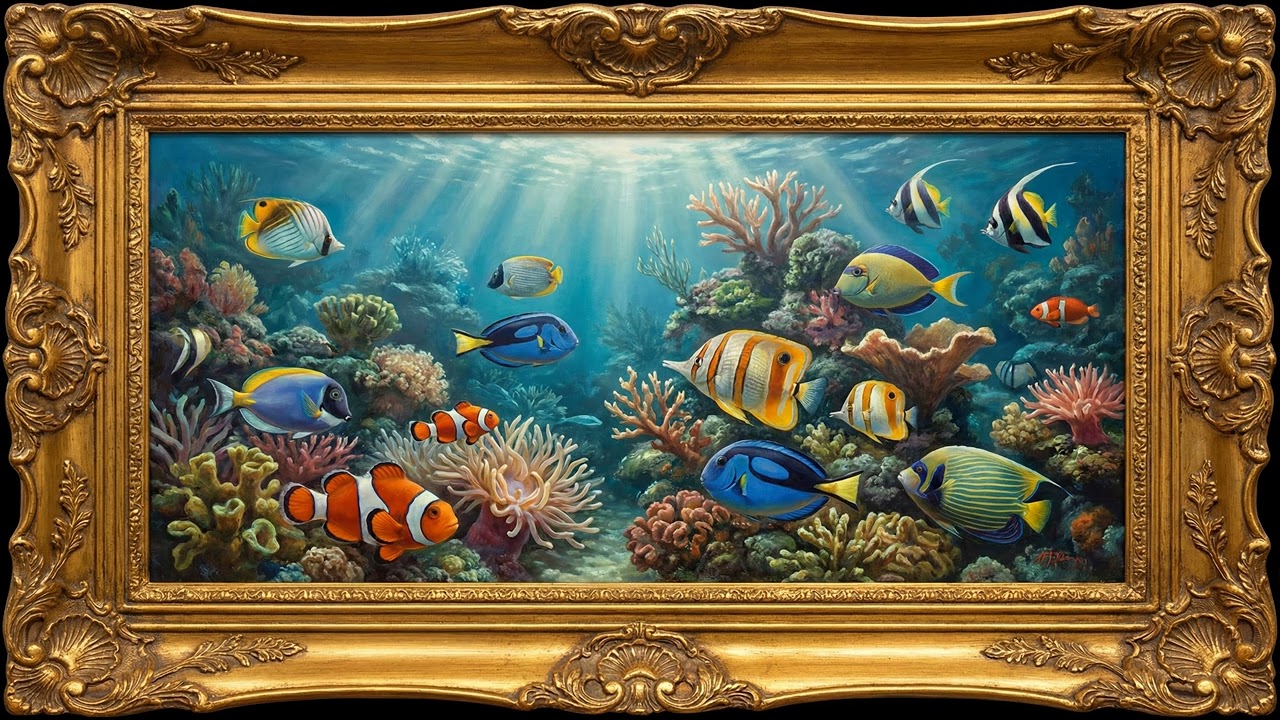 12h Artistic Aquarium | Frame TV Art 4K | Serene Underwater Painting