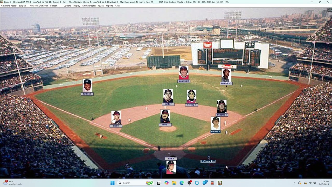 Action PC Baseball 8-3-75 Game 2 DH Cleveland at New York Y