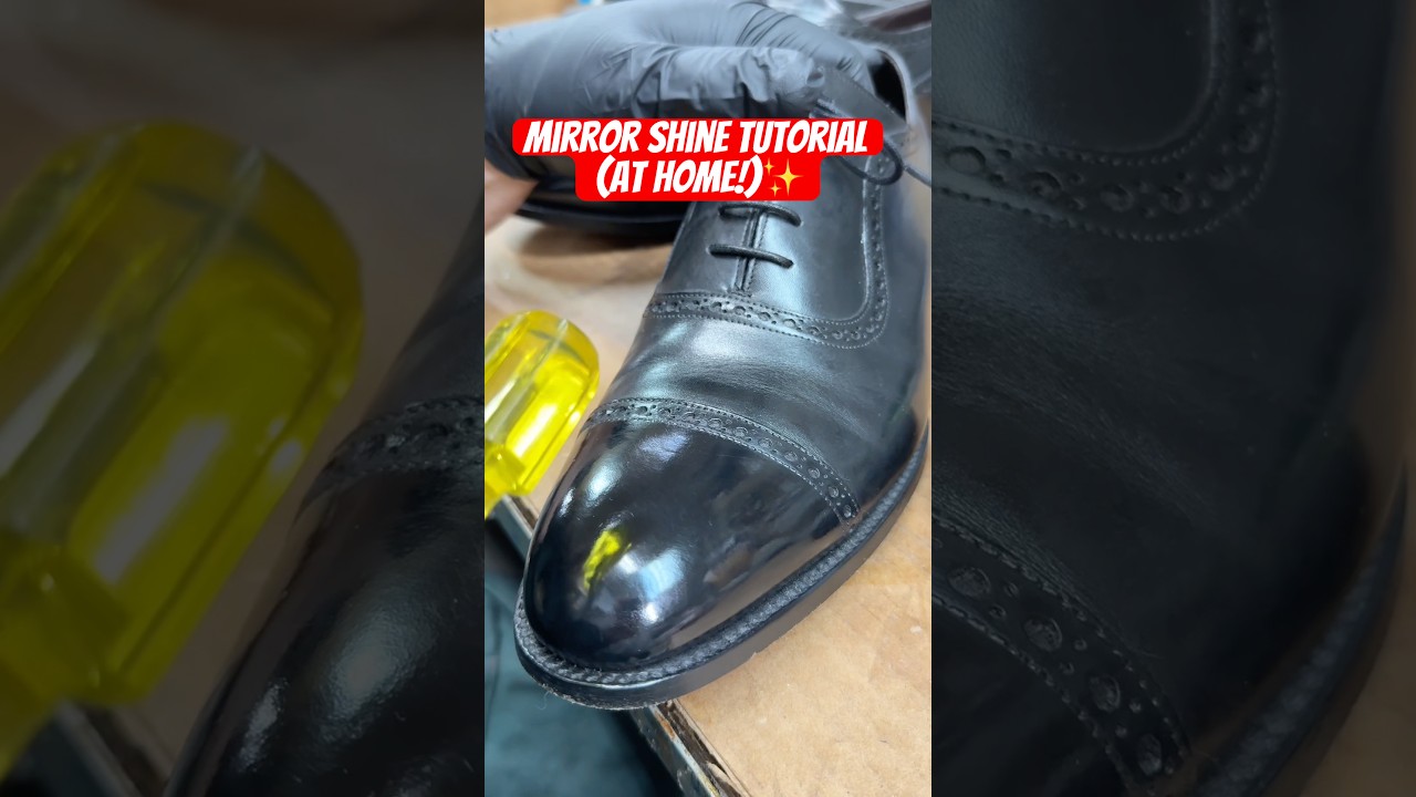 Урок по зеркальному блеску с использованием крема для обуви Americas Cobbler✨ #зеркальныйблеск #ч...