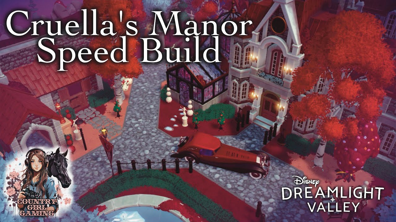 Wishblossom Ranch Cruella's Manor Speed Build Disney Dreamlight Valley Stop Motion Decorating Inspo