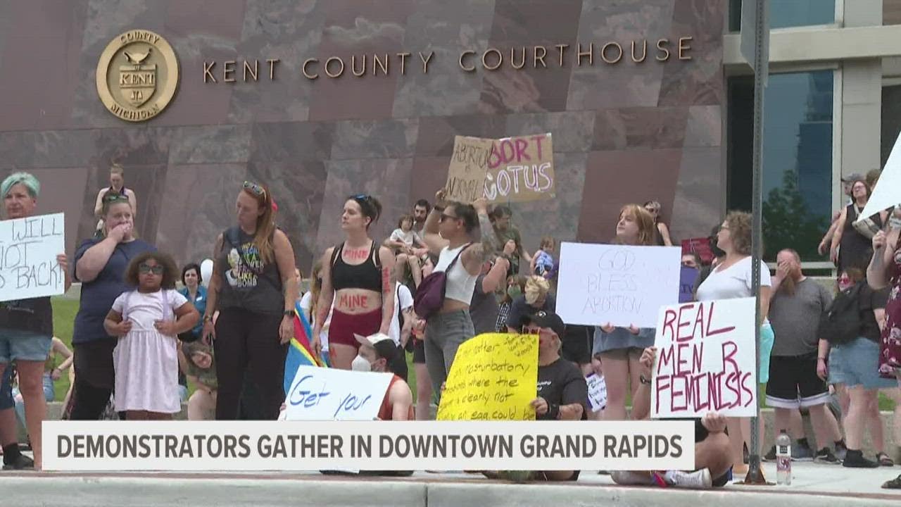 Pro-choice activists march in Grand Rapids for second night Saturday