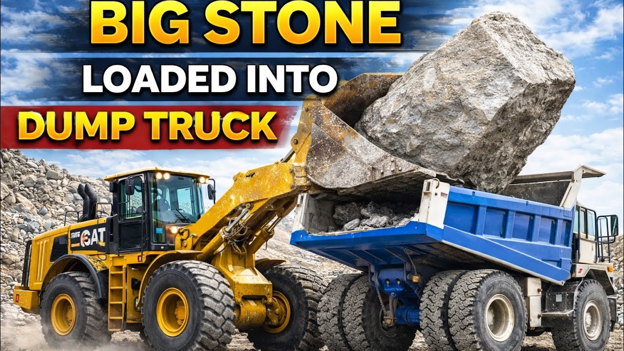 Powerful Caterpillar 966D at Quarry | Heavy Stone Loading Action 🪨🔥