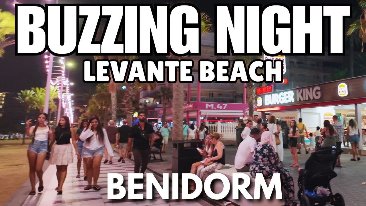 Benidorm Levante Beach at Night | Busy Bars, Nightlife & More! 🍹