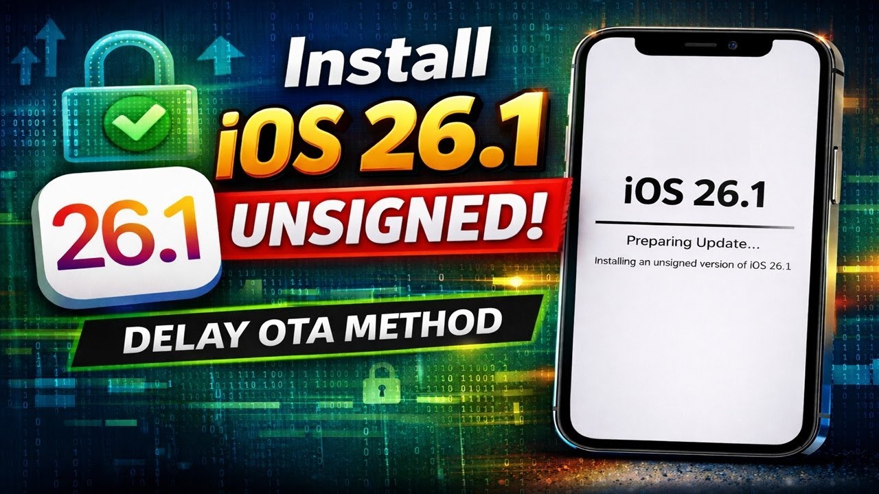 How to Install Unsigned iOS 26.1 Using Delayed OTA | All Supported Devices | Windows Guide