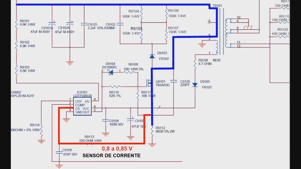 286   Funcionamento do sensor de corrente das fontes chaveadas