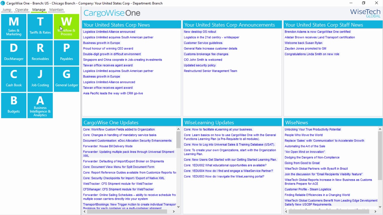 1COR016   How do I navigate in CargoWise One