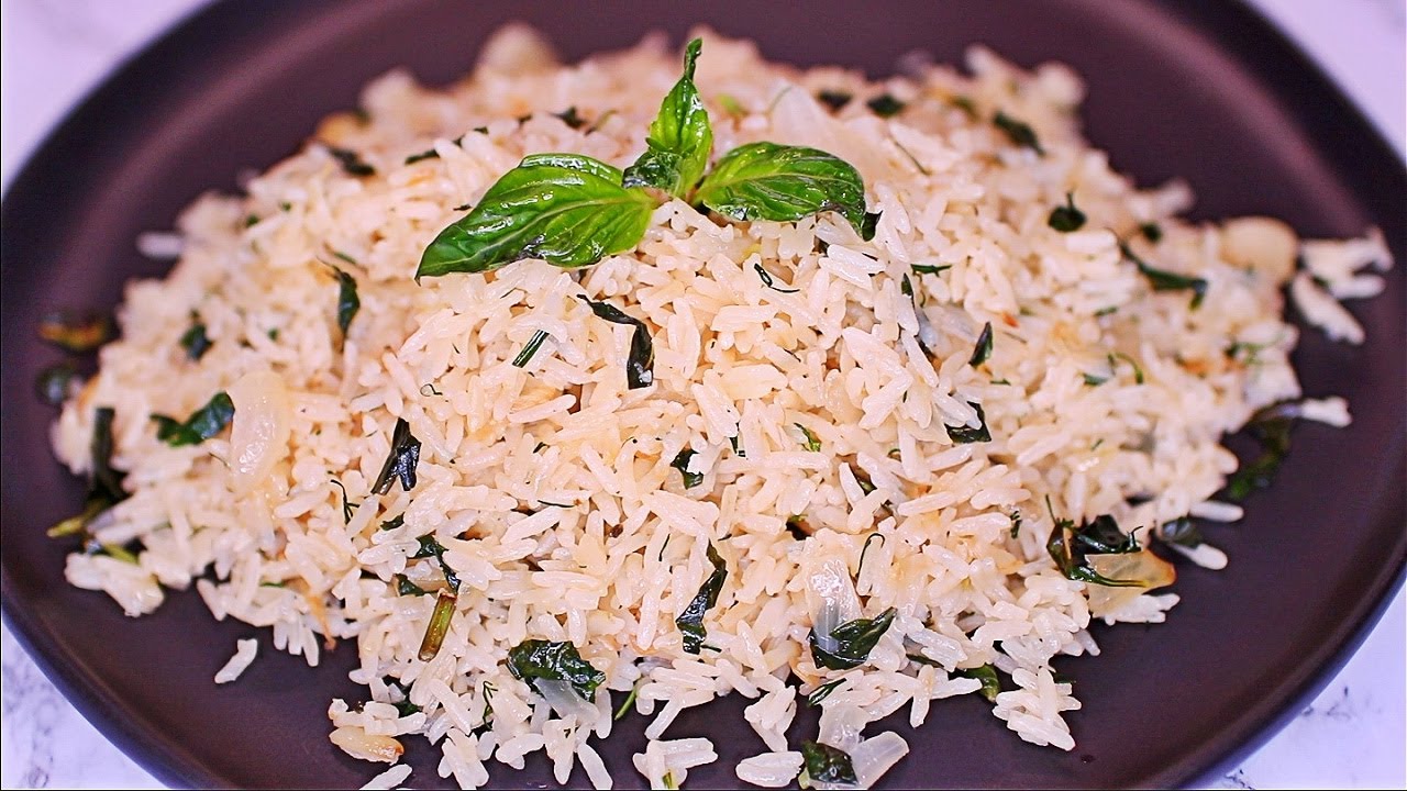 Easy Saut&eacute;ed Basil Rice Recipe - Flavorful Rice Side dish