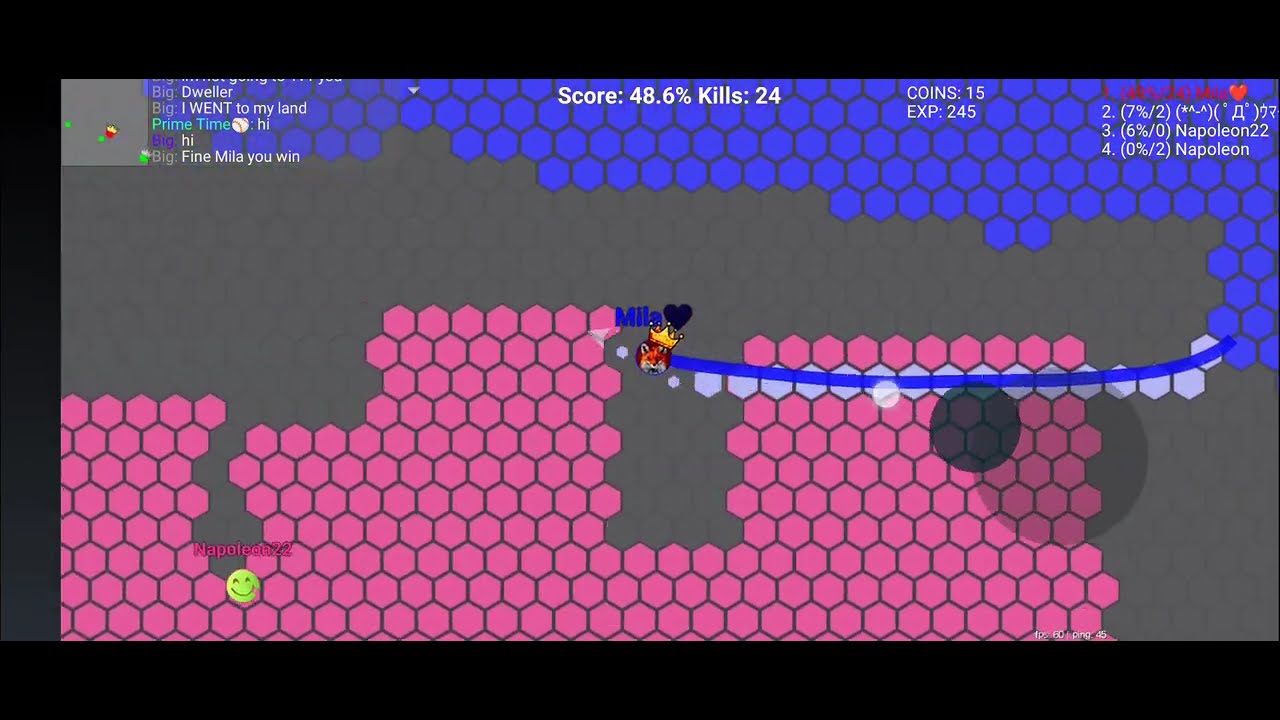 Hexa.IO: Killing An Elite Opponent And Almost Coiling The Board!