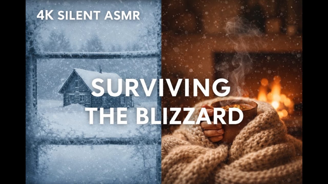 Silent Snowstorm Survival ASMR | Family Trapped in Blizzard, Cooking & Shelter (4K)
