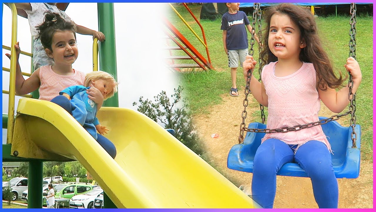 Zıpzıp park, Salıncak, Kaydırak ve Atlarla dolu bir çiftlikte kahvaltı keyfi l Çocuk Videosu
