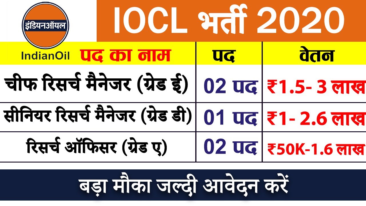 IOCL भर्ती 2020 | iocl notification 2020 apply online | iocl recruitment | Government Jobs in India