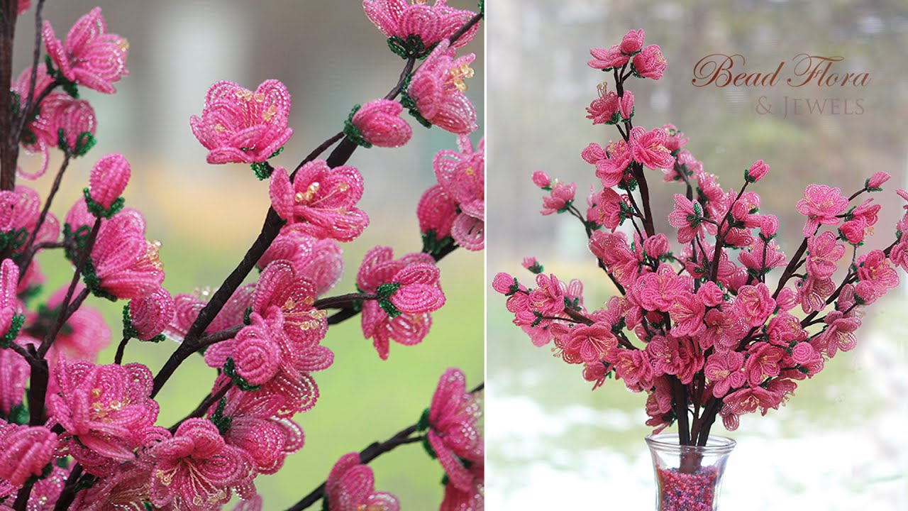 French beaded flowers:  cherry blossoms PART 1