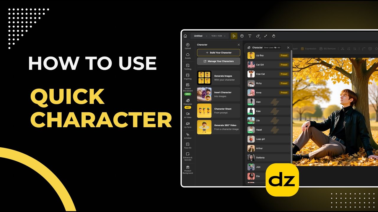 Create AI Consistent Character — No Training Needed! | Dzine AI Tutorial