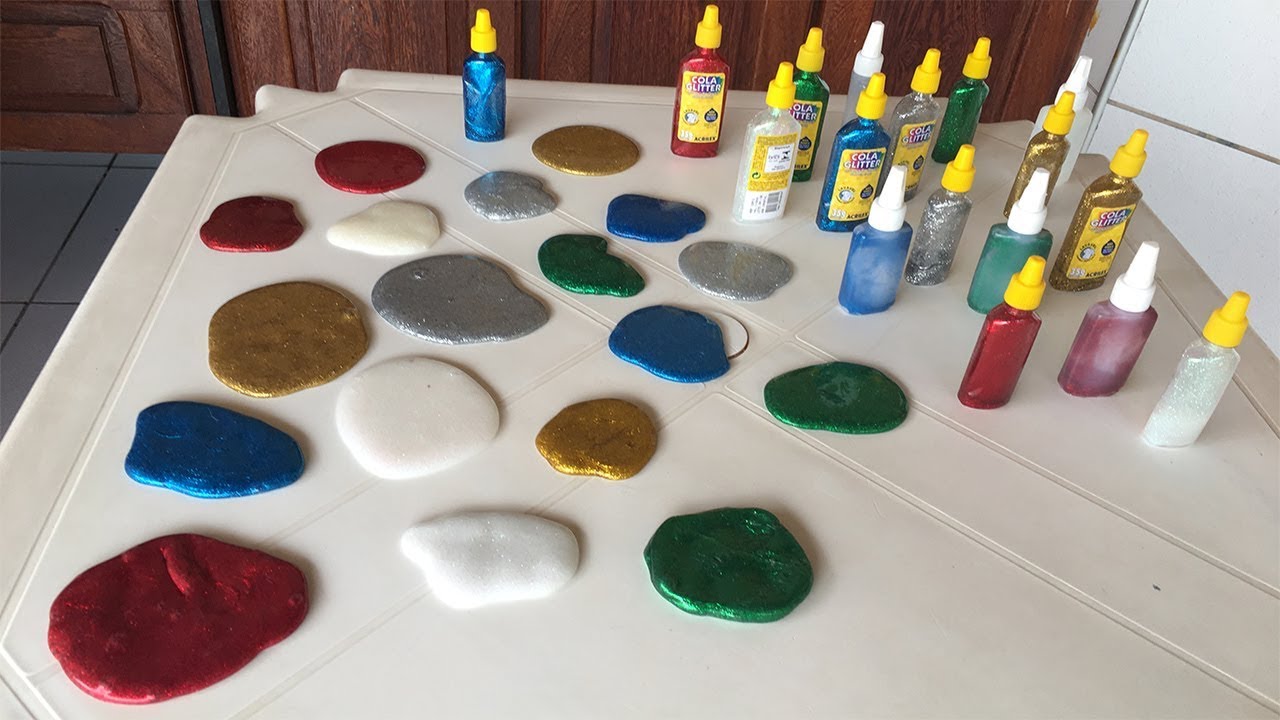 FIZ SLIMES COM TODAS AS COLAS GLITTER DO MERCADO E MISTUREI TUDO!!