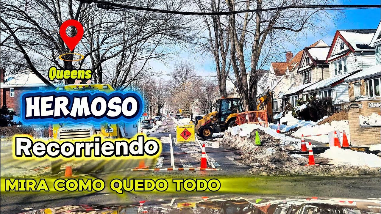 Hermoso Recorrido por Queens Después de la Nevada ❄️🌨️ | Increíbles Paisajes Blancos en NYC