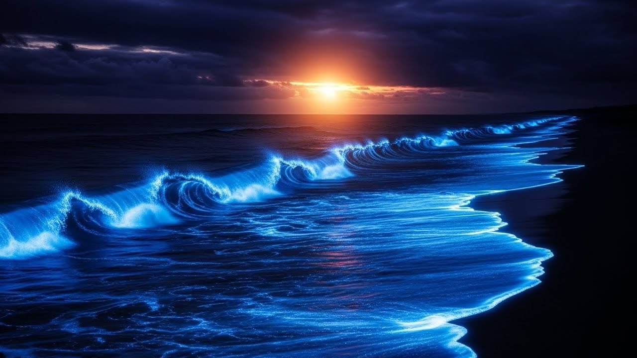 🌬️🌊 Soft Ocean Rhythms 🌴 Relaxing Sea Waves with Midnight Breeze 🌙 for Stress Relief 💫