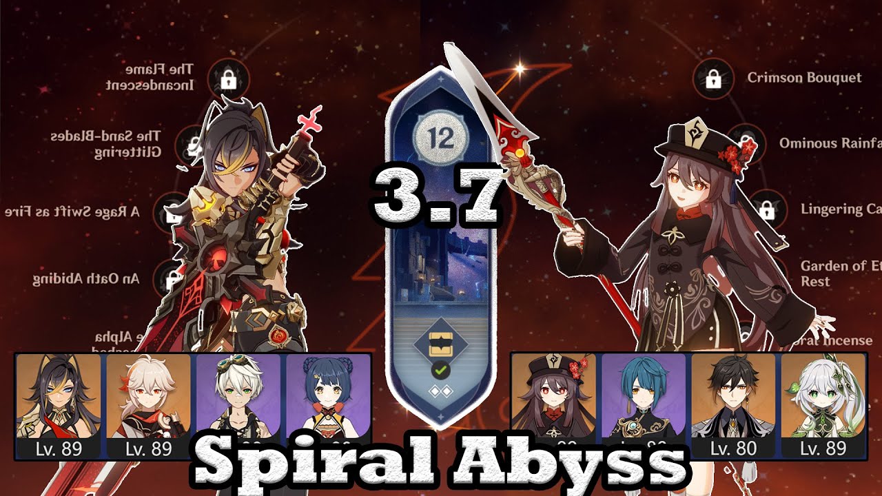 C0 Dehya & C0 Hutao  | Spiral Abyss 3.7 | 9 stars | Floor 12