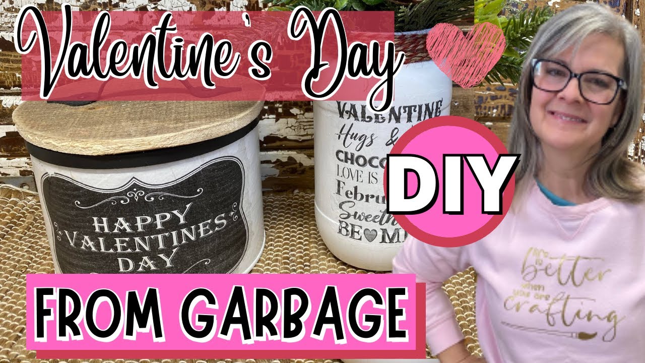 EASY DIY for Valentines Day / UPCYCLED FROM GARBAGE /  COFFEE CAN & PICKEL JAR MAKEOVER