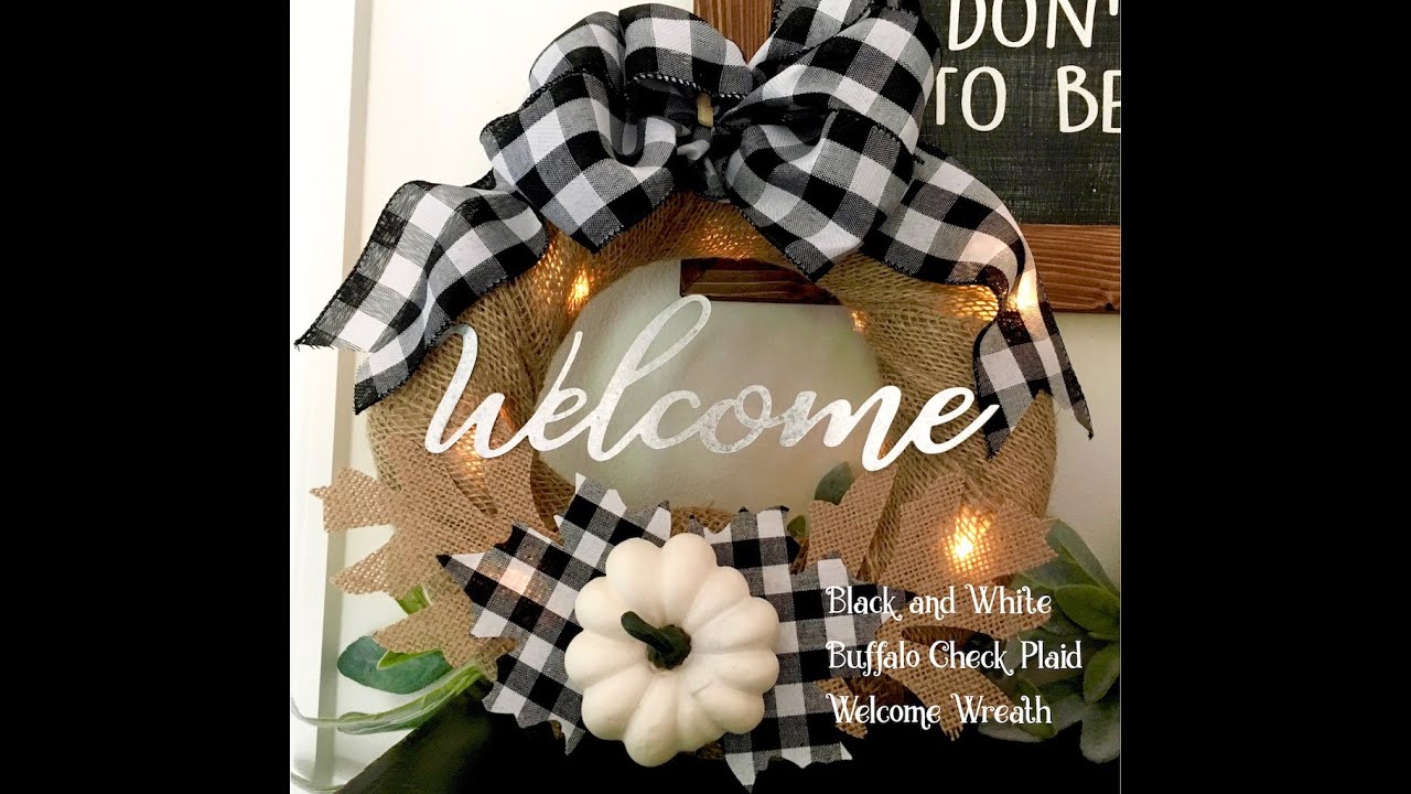 Wreath Black and White Buffalo Check Do-It-Yourself Home Decor