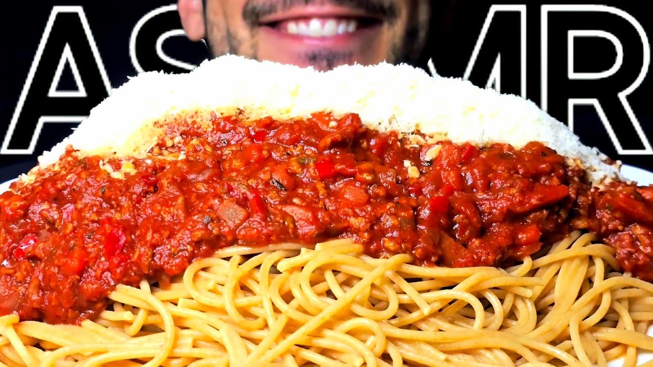 ASMR SPAGHETTI PARMESAN BOLOGNESE PASTA (EATING SOUNDS) NO TALKING MUKBANG
