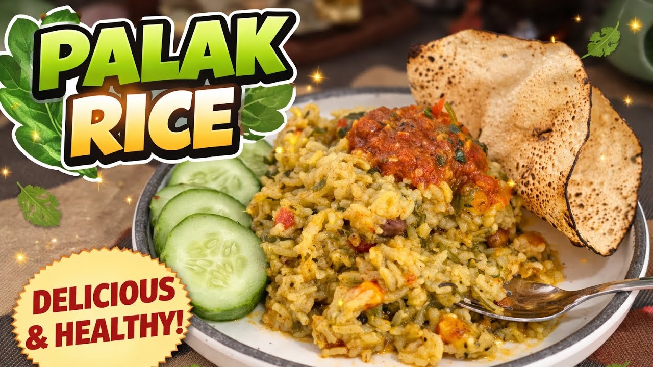 Palak Rice  #easyrecipe #palakrecipe First attempt in my voice😅😜 | Follow for such more recipes 