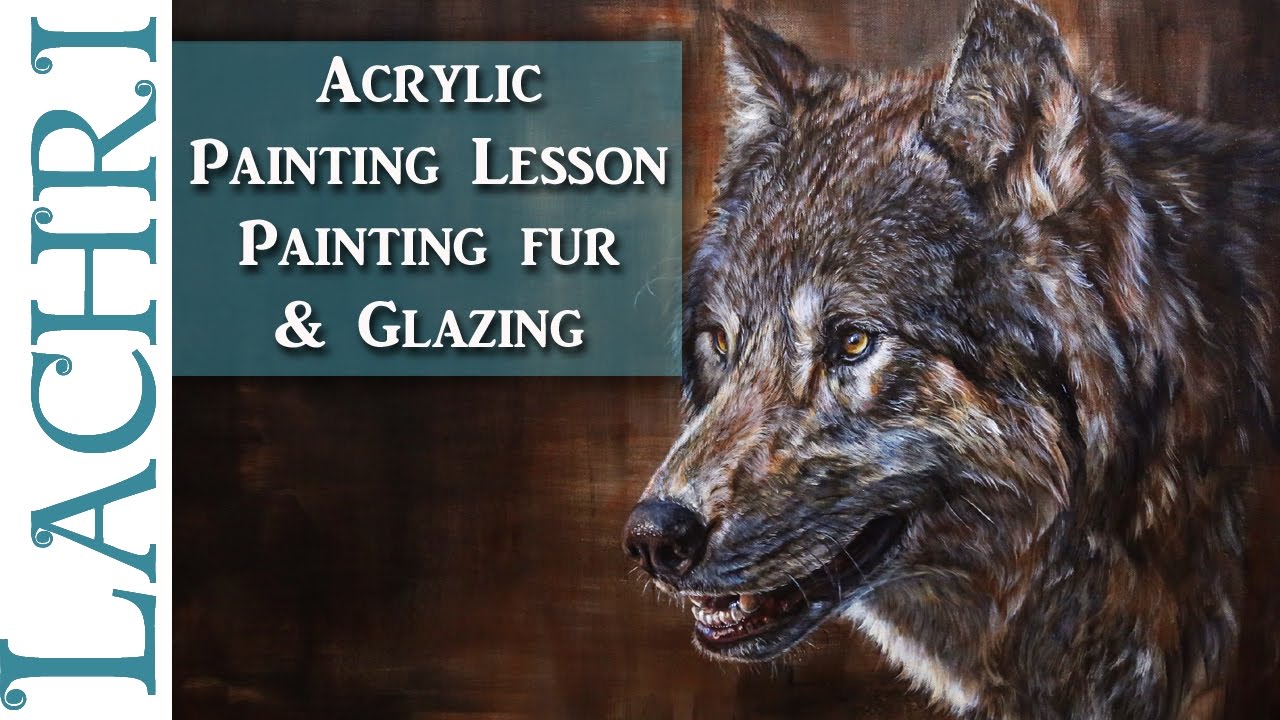 How to paint fur - Acrylic Wolf Painting Tutorial - Time Lapse Demo by Lachri