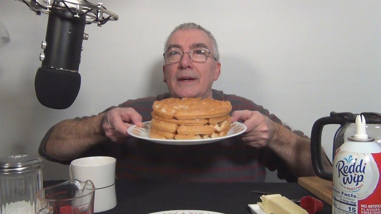 ASMR Eating Waffles with Strawberries Whispering