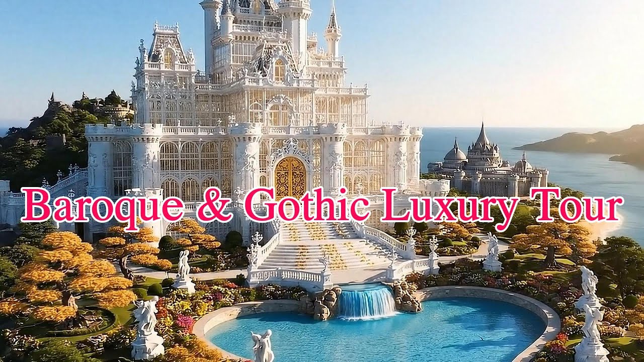 Majestic White Castle Tour | Baroque & Gothic Elegance with Grand Water Features