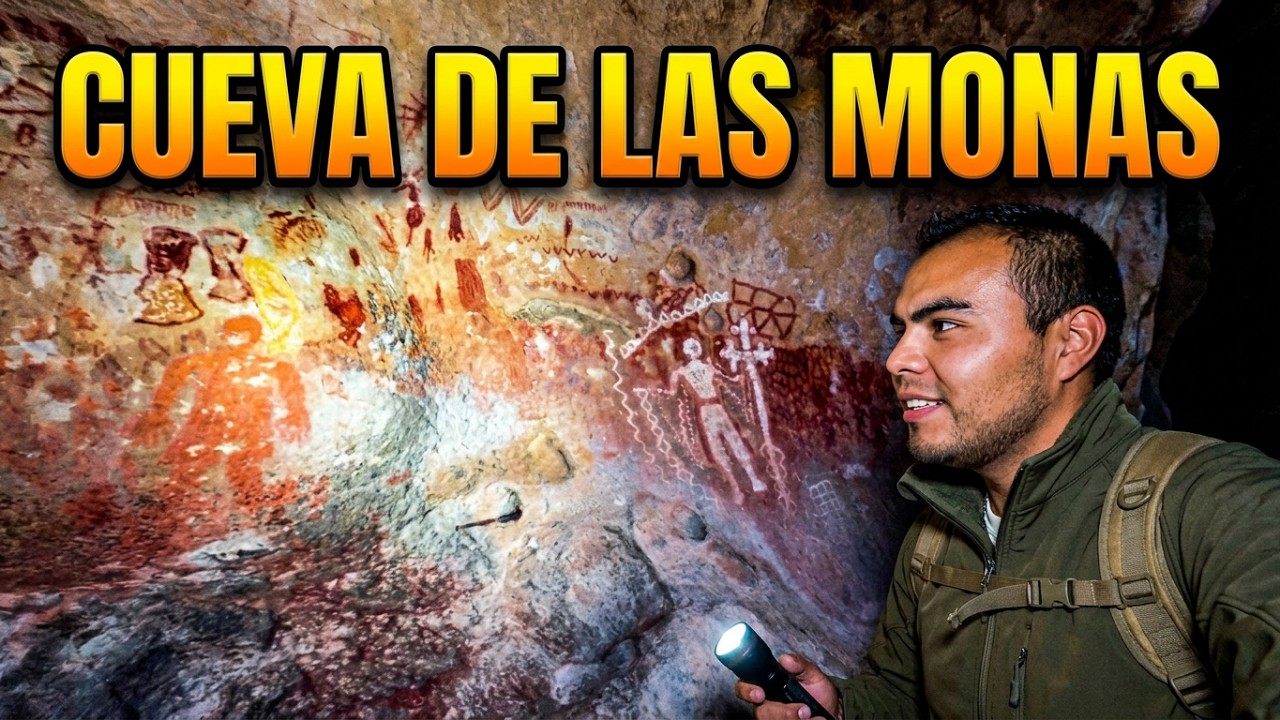 Explorando ando en una cueva con un muro poco inusual