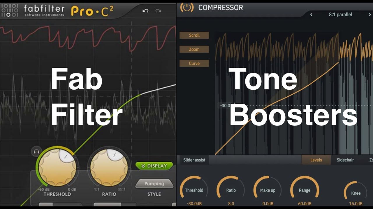 Fab Filter Pro C2 & Tone Boosters C4 - Testing Audio Compressor Plugins // Side by Side Demo