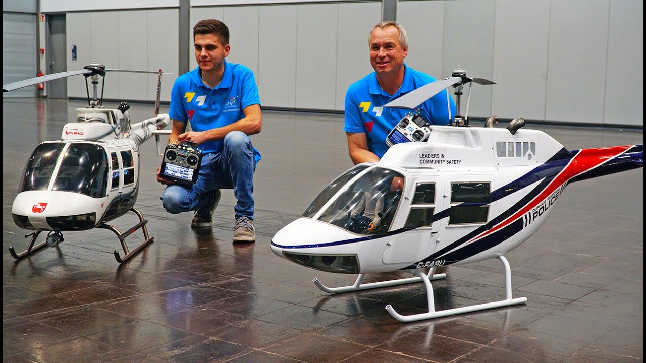 HUGE SCALE BELL RANGER INDOOR RC HELICOPTER DUO DEMONSTRATION FLIGHT!