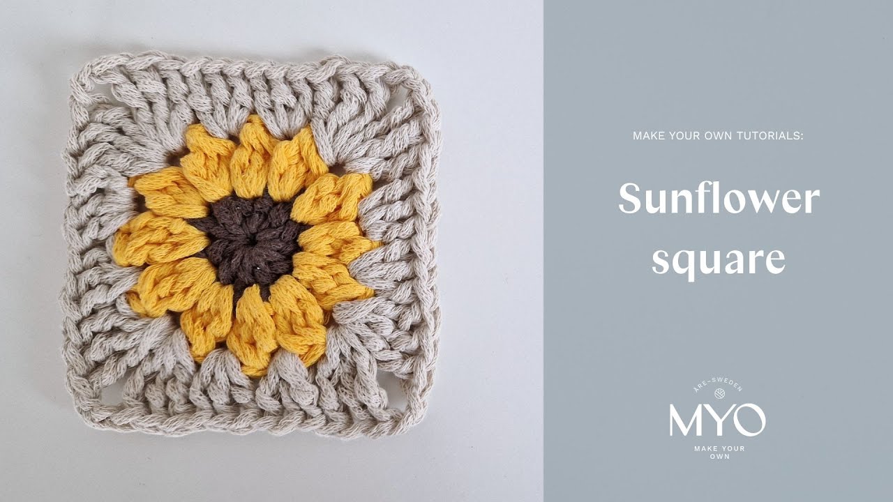 Crochet a Sunflower square | Virka en solrosruta