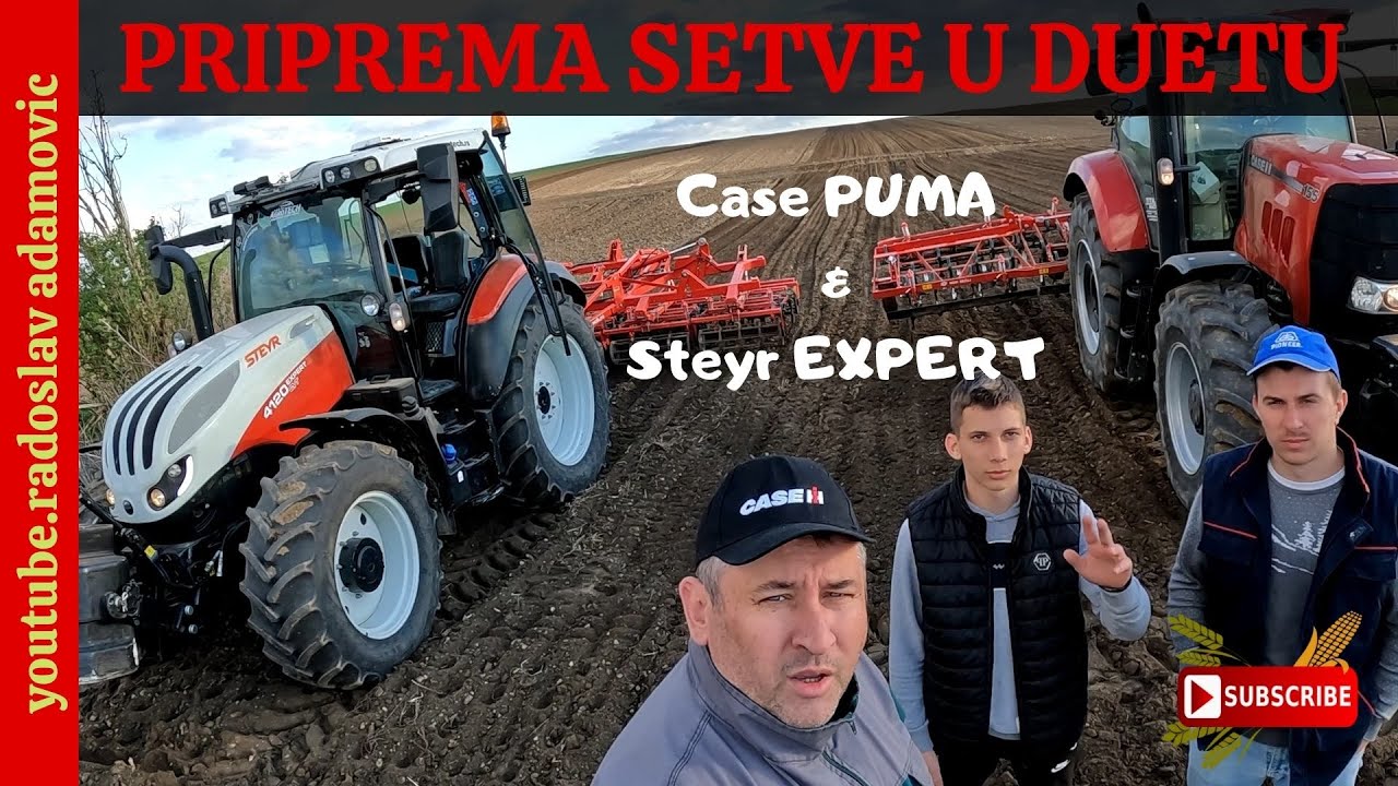 PRIPREMA SETVE U DUETU:CASE PUMA 155 & STEYR EXPERT 4120 CVT ; LAND TREATMENT FOR SOWING IN DUET
