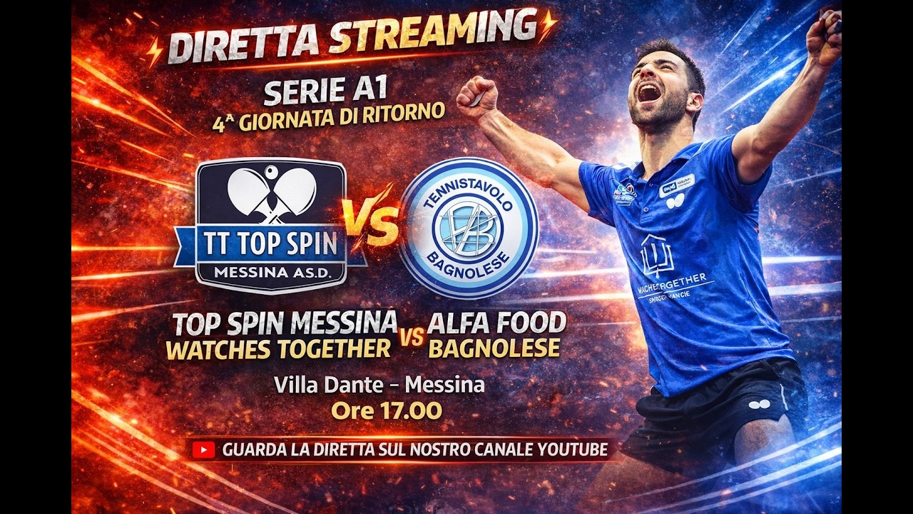 Serie A1 recupero 4^ giornata ritorno Top Spin Messina WatchesTogether-Alfa Food Bagnolese ore 17.00