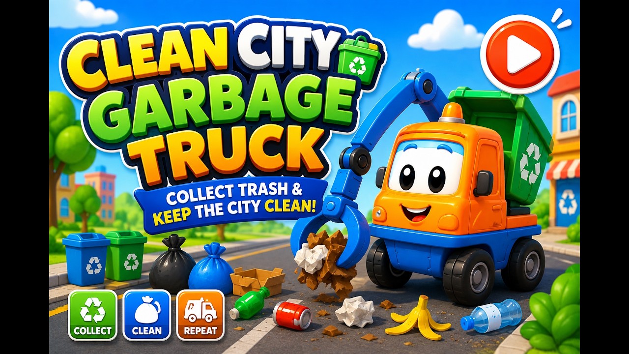 🚛 Clean City Garbage Truck Game for Kids ♻️ Fun Cleanup Adventure
