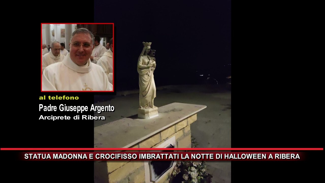 STATUA MADONNA E CROCIFISSO IMBRATTATI LA NOTTE DI HALLOWEEN A RIBERA