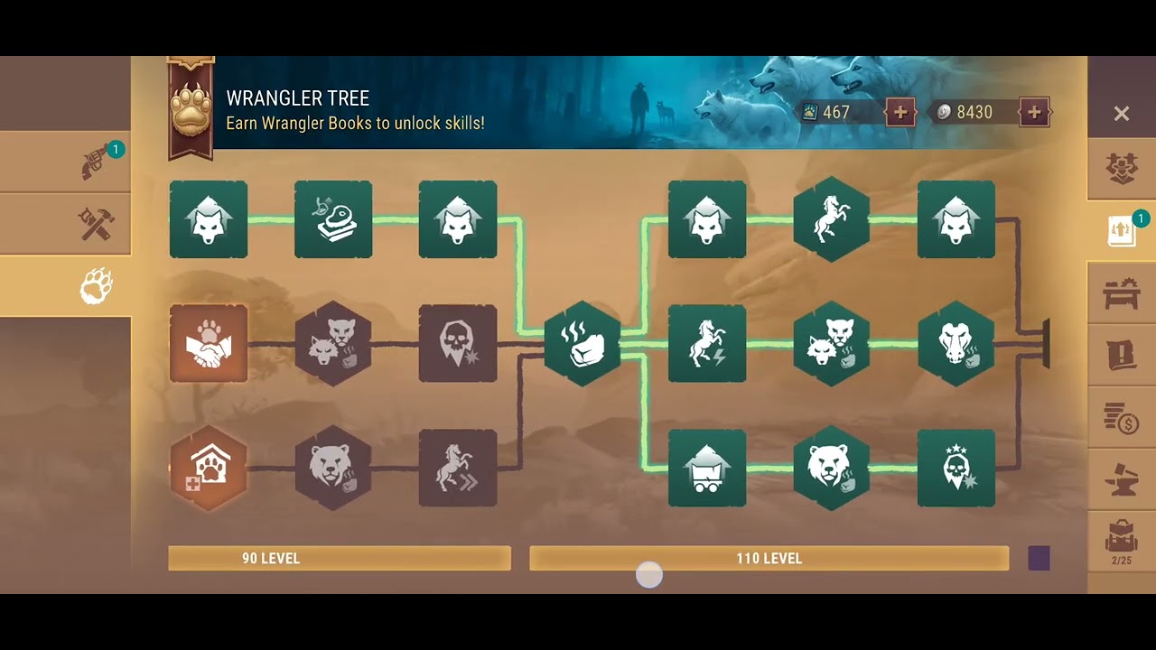 Westland Survival progress, ranch and skills tree