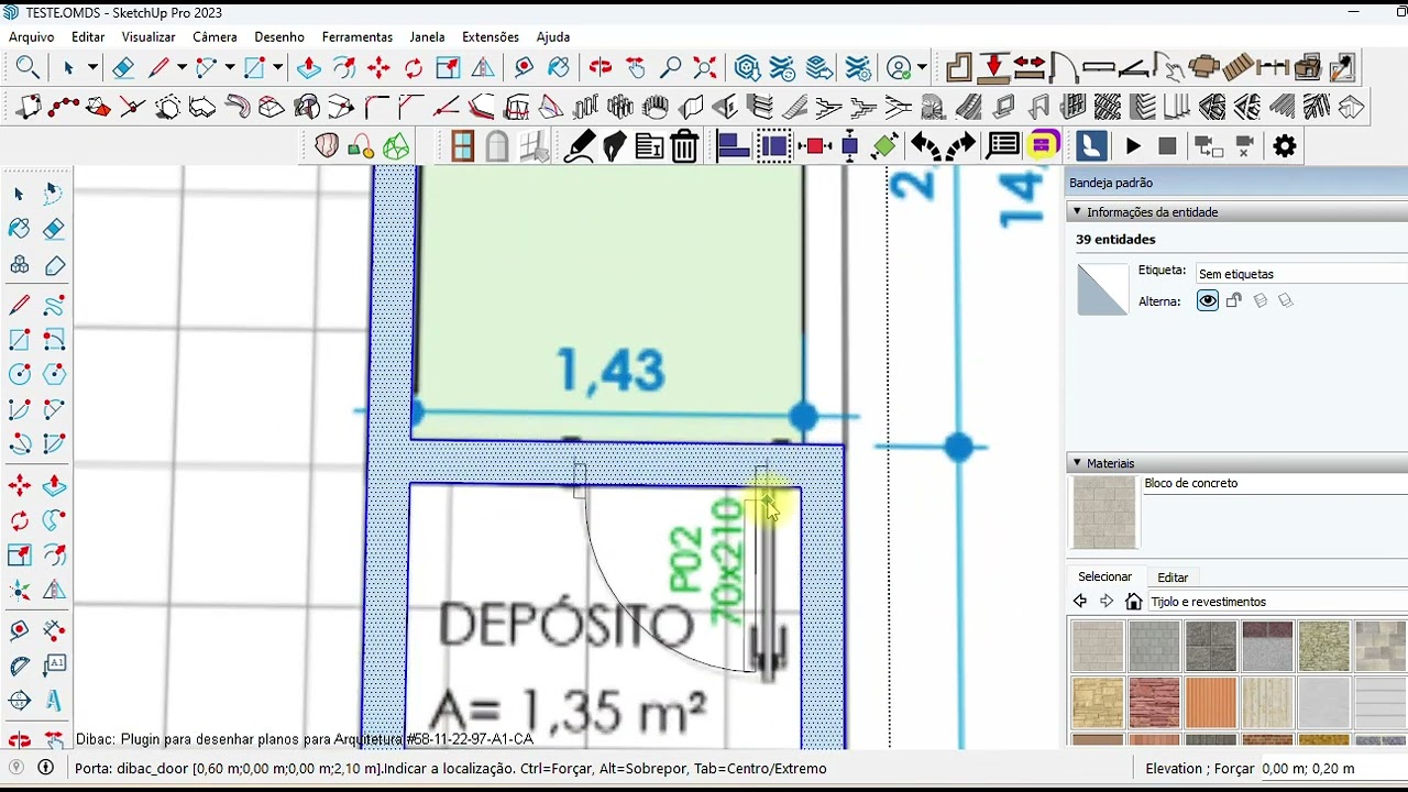 plugin dibac para sketchup, muito bom, criando  paredes, janelas, portas etc