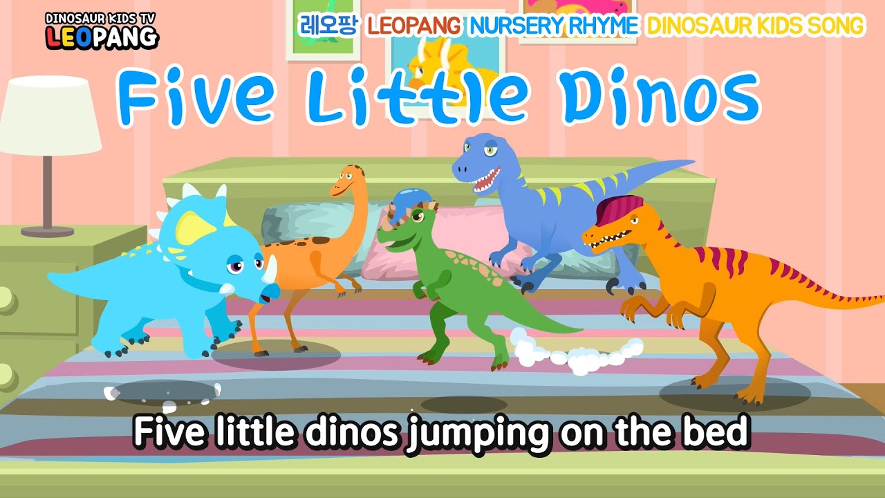 Five Little Dinos | five little monkeys | Nursery Rhymes & Songs For Children - LEOPANG