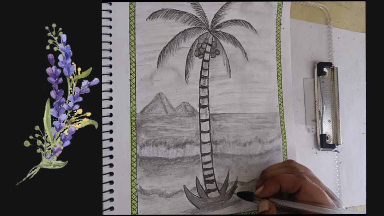 Beach theme art  step by step❤️using pencil