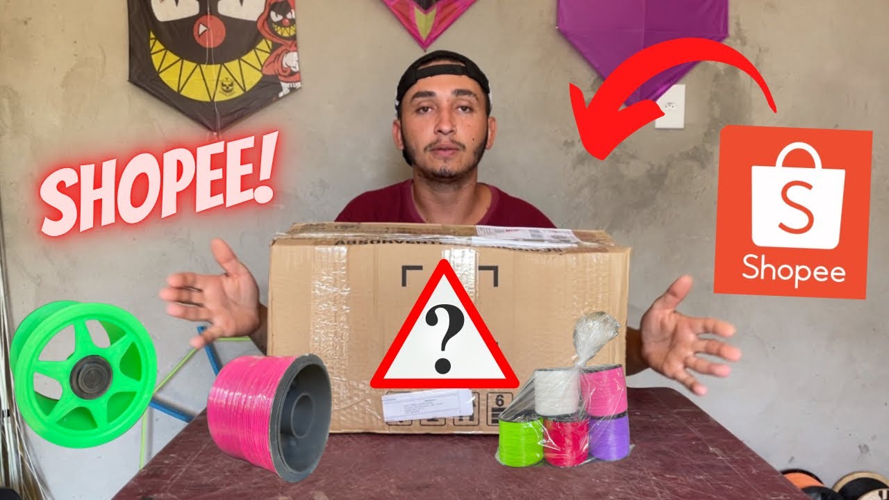 CHEGOU COMPRAS DA SHOPEE COMPREI MUITA LINHA E CARRETILHA/- compra de pipa na shopee!!!