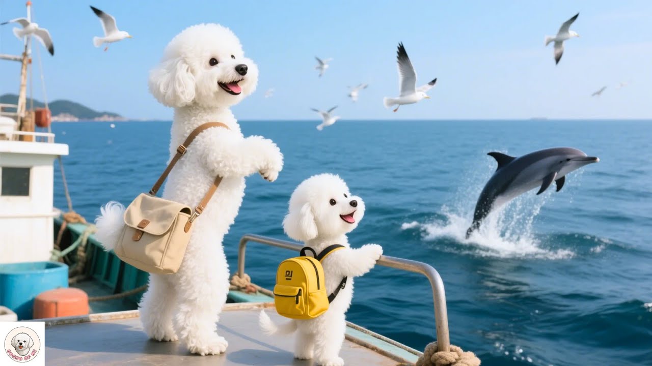 Mom Dog and Little Dog Doggo on Their Memorable Fishing Trip at Sea 🐶🎣🐬