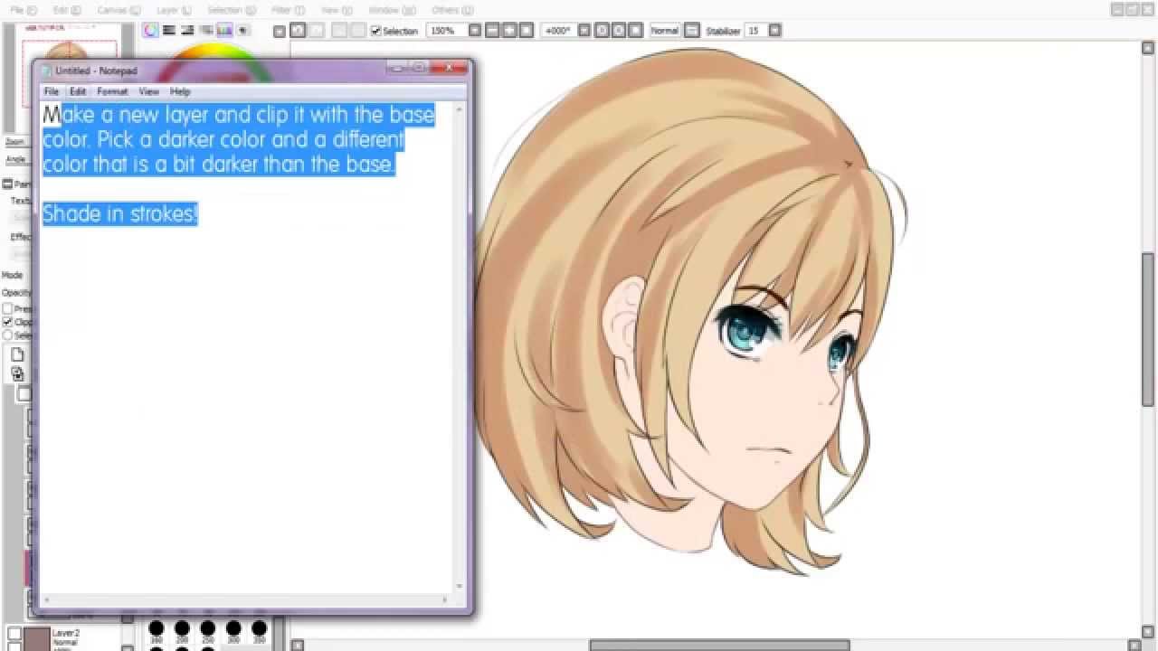【Paint Tool Sai】- Hair coloring Tutorial