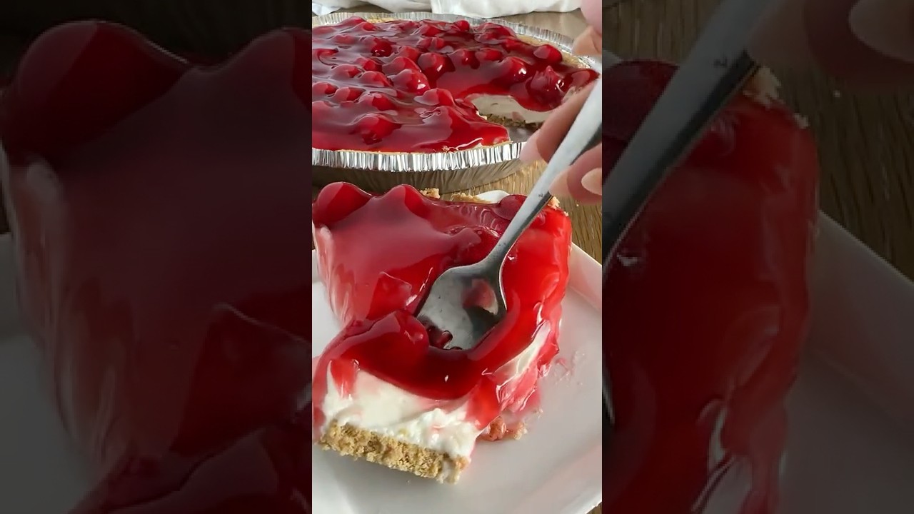 No Bake Cherry Pie Recipe - #nobake #cheesecake #easydessert #pierecipe
